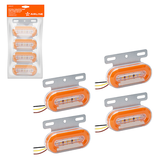Огонь габаритный светодиодный, 12/24В, оранжевый, кронштейн, подсветка колеса, комплект 4 шт.