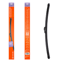 Щетка стеклоочистителя 550мм (22") бескаркасная, 1 адаптер (Hook 9x3, 9x4 mm - Крючок 9x3, 9x4 мм)