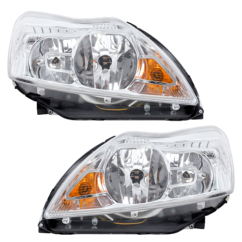 Фары для автомобилей Ford Focus II (05-) (головного света) рестайлинг, галоген, электрический корректор., цвет рамы: хром, комплект: левая и правая (2 штуки)