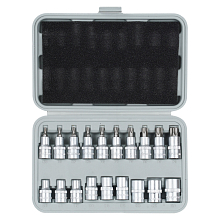 Набор головок 1/2"DR TORX 9пр. (E10-E24) и головок со вставками, L=55мм, 10пр. (T20-T70), кейс