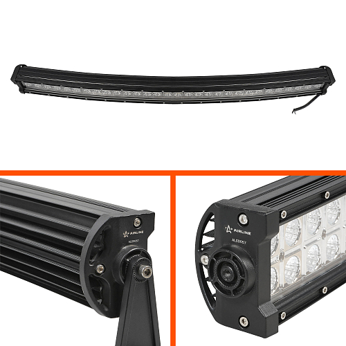 Фара (балка) светодиодная двухрядная изогнутая, 60LED, комбинированный свет, 180Вт, 820х78х60мм, 12/24В, PRO