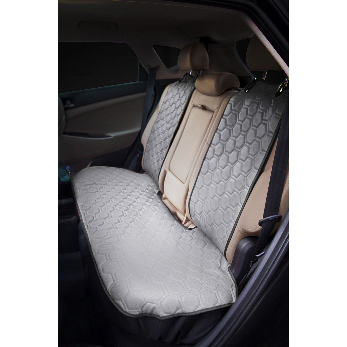 Накидка "Алькантара", задняя (3 предмета), экокожа с перфорацией, серая