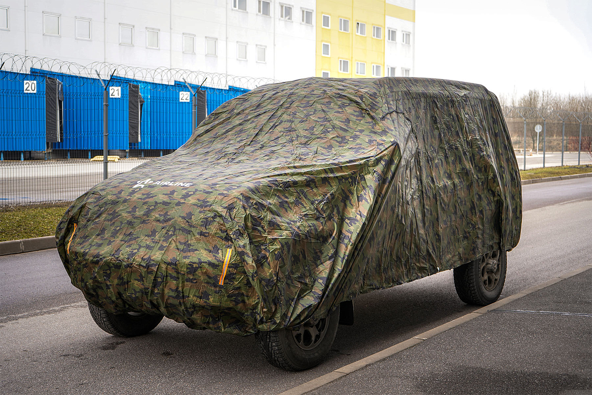 Чехол-тент на автомобиль защитный, XL(500*195*160см, молния для двери, летний камуфляж