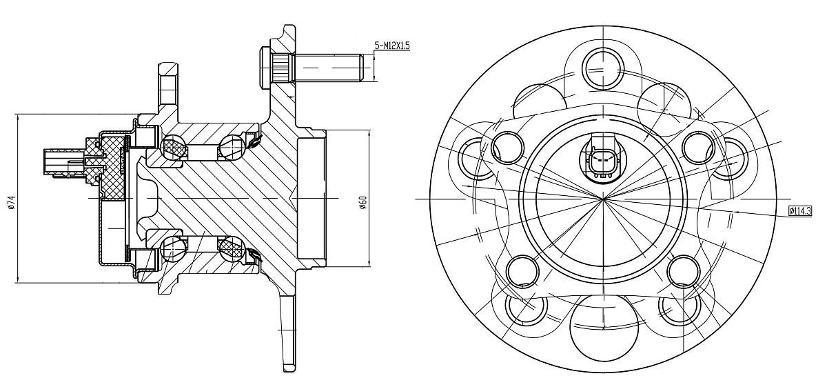 Ступица задняя в сборе с подшипником для автомобиля Toyota Corolla E150 (06-)/Auris (07-)