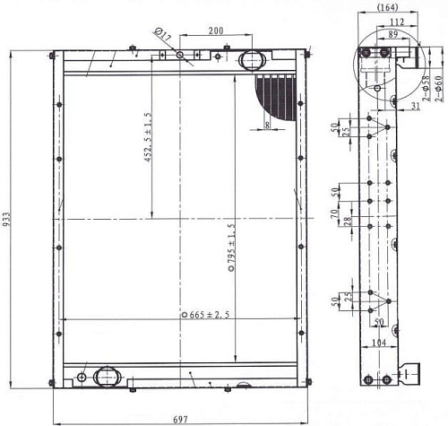 Радиатор охлаждения для автомобилей KАМАЗ 65115