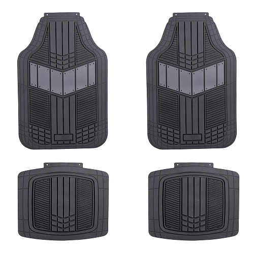 Ковры в салон, ПВХ, универсальные, черные/серые, компл. 4 шт.
