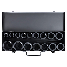 Набор головок ударных 3/4"DR L=90мм, 16пр. (17-50мм) металл. кейс МП-серия