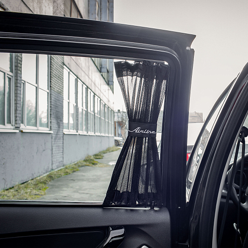 Шторки солнцезащитные раздвижные L (Д*В: 60*47-53см), цвет черный