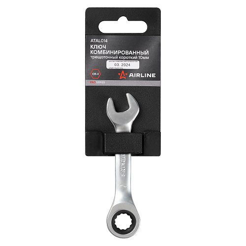 Ключ комбинированный трещоточный короткий PRO 10мм, пласт.подвес