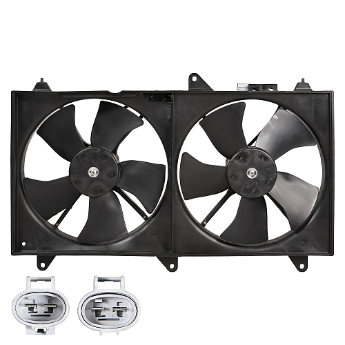 Электровентилятор охлаждения с кожухом для автомобилей Chevrolet Epica (06-) (2 вент.) (с кожухом)