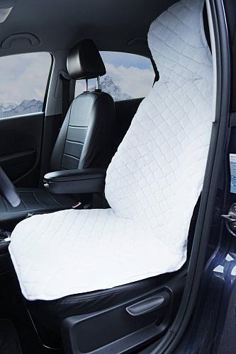 Накидка из искусственного меха, белая с коротким ворсом, на переднее сиденье, 1 шт.