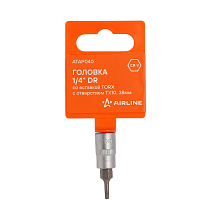 Головка 1/4"DR со вставкой TORX с отверстием TX10, L=37мм