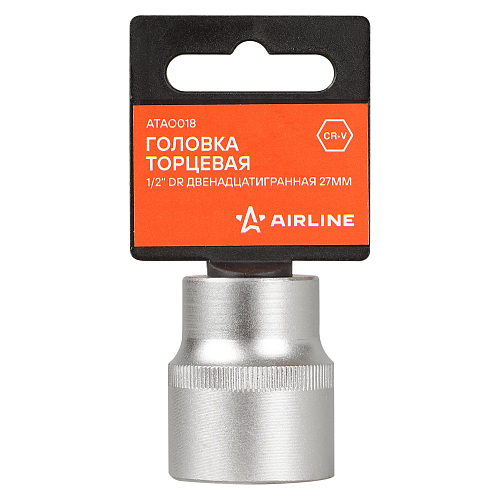 Головка торцевая 1/2"DR двенадцатигранная 27мм, L=38мм пласт.подвес