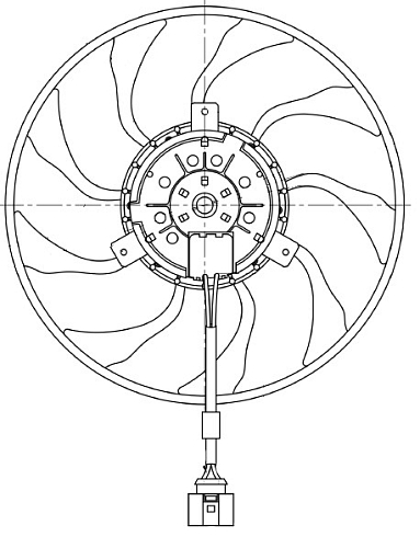 Электровентилятор кондиционера для автомобилей VW Transporter T5 (03-) (без кожуха)