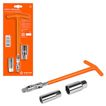 Ключ свечной Т-образный 250мм головки 16, 21мм, резиновый фиксатор