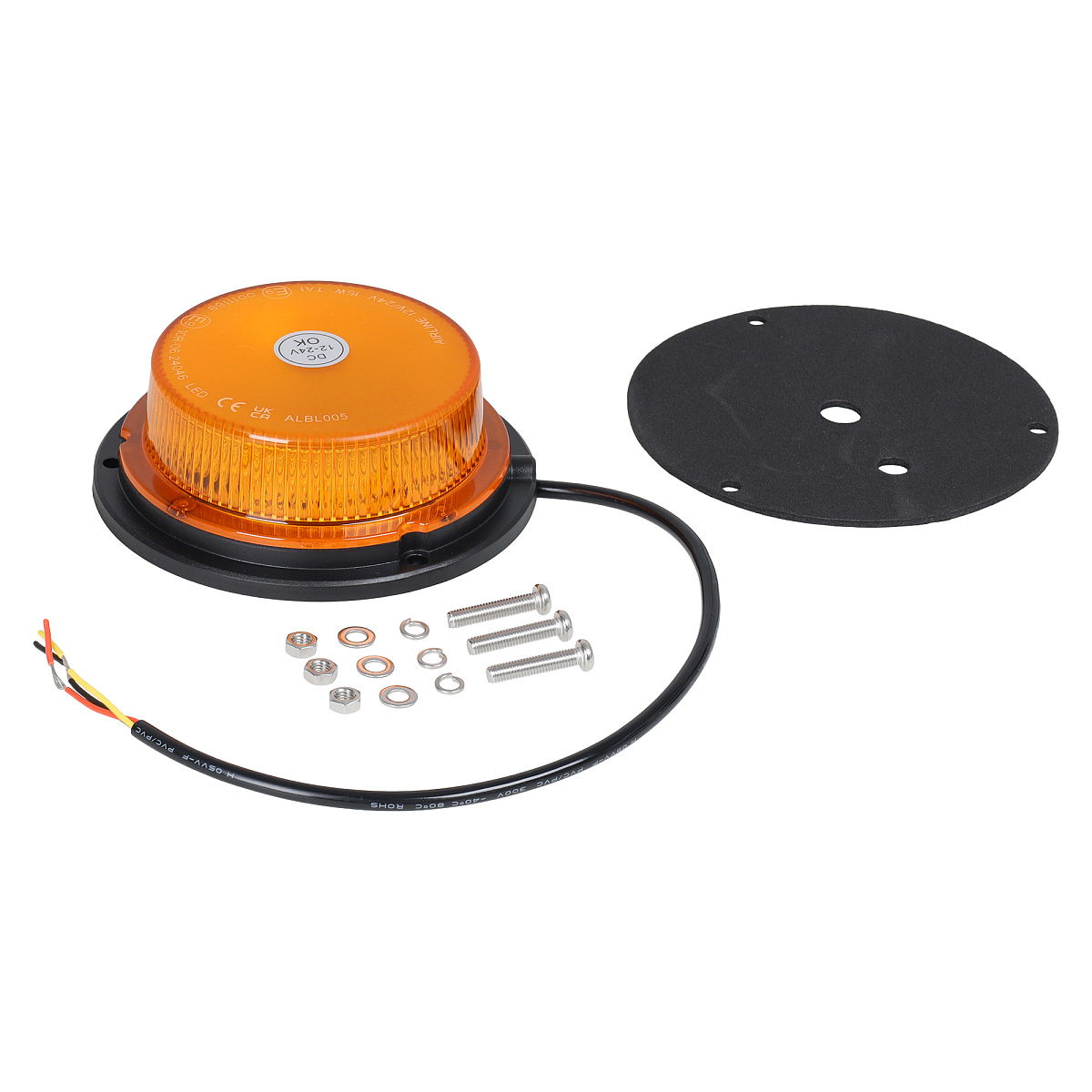 Маяк проблесковый светодиодный PRO, 18Вт, 18LED, 12/24В, 7 режимов, болтовое крепление, D-120мм, H-40мм