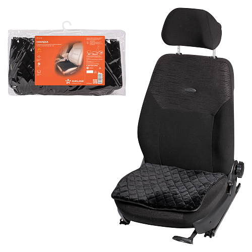 Накидка (подушка) из искусственного меха на сиденье, черная с коротким мехом, 1 шт.