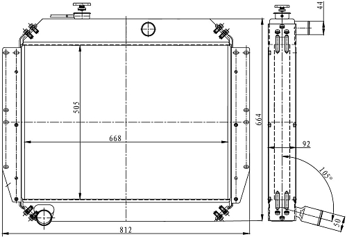 Радиатор охлаждения для автомобилей ЗИЛ 130/131 (алюминиевый)