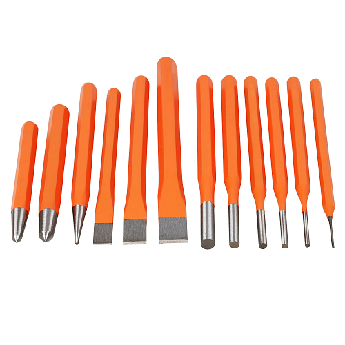 Набор ударного инструмента 12 пр.(зубило, кернер, выколотка) холдер