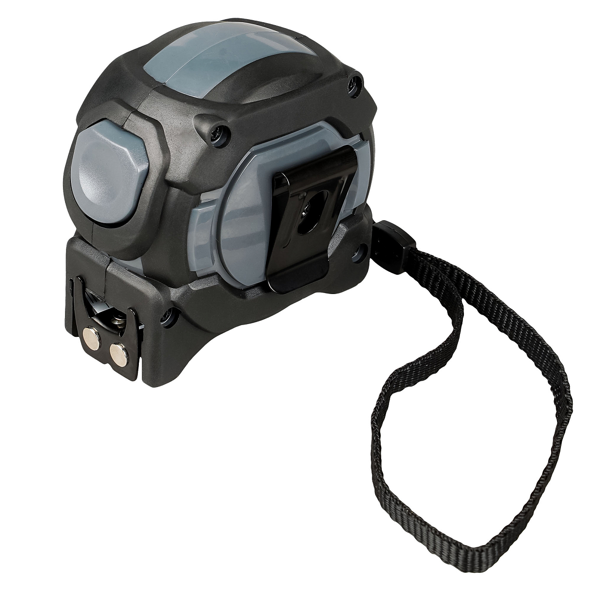 Рулетка в прорезиненном корпусе 5мх25мм PRO, автостоп, дв.магнит.зацеп, нейлон.двуст.шкала