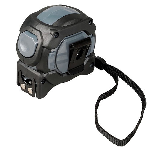 Рулетка в прорезиненном корпусе 5мх25мм PRO, автостоп, дв.магнит.зацеп, нейлон.двуст.шкала