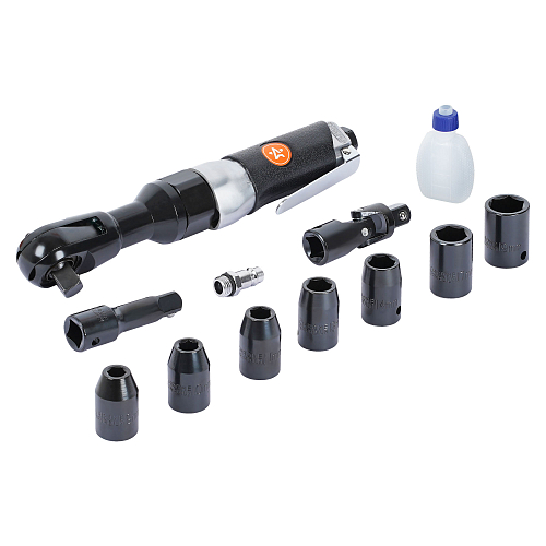 Трещотка пневматическая 1/2" 61Нм с головками 13пр. (9-19мм) кейс
