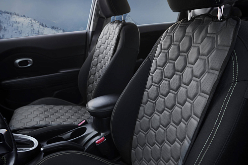 Накидки "Алькантара", передние (2 шт.), экокожа с перфорацией, серые