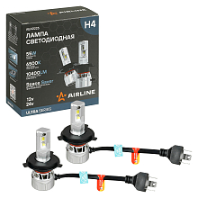 Лампа светодиодная H4 ULTRA, 55Вт, 10400Лм (5200Лм x 2), 6500К (Белый), 12/24В, комплект 2 шт.