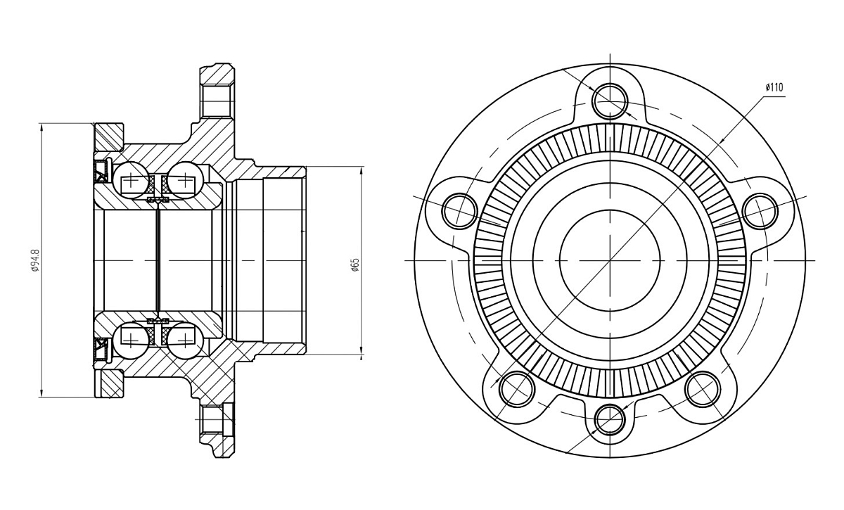 Ступица передняя в сборе с подшипником для автомобиля Opel Omega A (86-)/Omega B (94-)