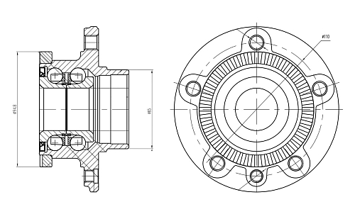 Ступица передняя в сборе с подшипником для автомобиля Opel Omega A (86-)/Omega B (94-)
