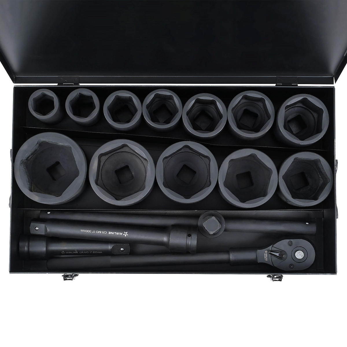 Набор головок ударных 1"DR L=90мм, 16пр. (36-90мм) металл.кейс