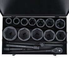 Набор головок ударных 1"DR L=90мм, 16пр. (36-90мм) металл.кейс