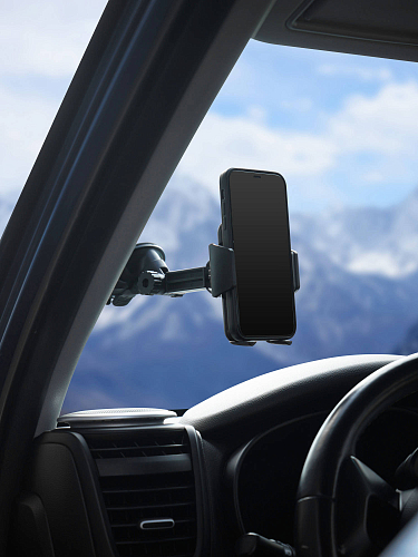 Держатель для телефона автомобильный присоска на лобовое стекло на короткой штанге