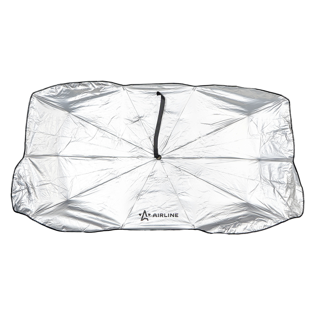 Шторка солнцезащитная 70*130см на лобовое стекло, зонт, складная, черная/серая