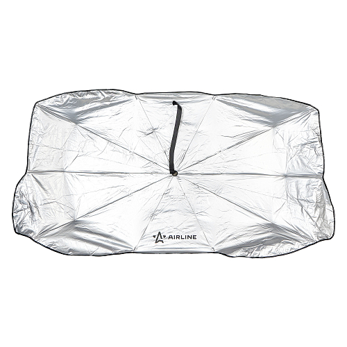 Шторка солнцезащитная 70*130см на лобовое стекло, зонт, складная, черная/серая