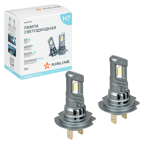 Лампа светодиодная H7 COMPACT, 23Вт, 5200Лм (2600Лм x 2), 6500К (Белый), 12В, комплект 2 шт.