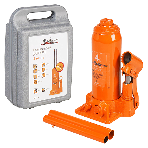 Домкрат бутылочный 4т 200-380мм, кейс