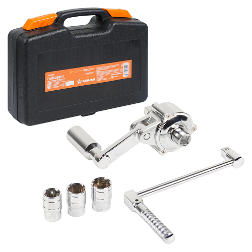 Гайковерт механич. 1/2"DR 800Нм 1:16 с головками 17, 19, 21мм пласт.кейс