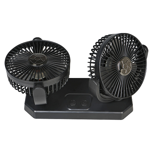 Вентилятор в салон двойной поворотный 360, 2x13см, 5В USB, раздельная регулировка, скотч