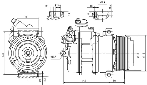 Компрессор кондиционера для автомобилей X5 (E70N) (10-) 3.0D