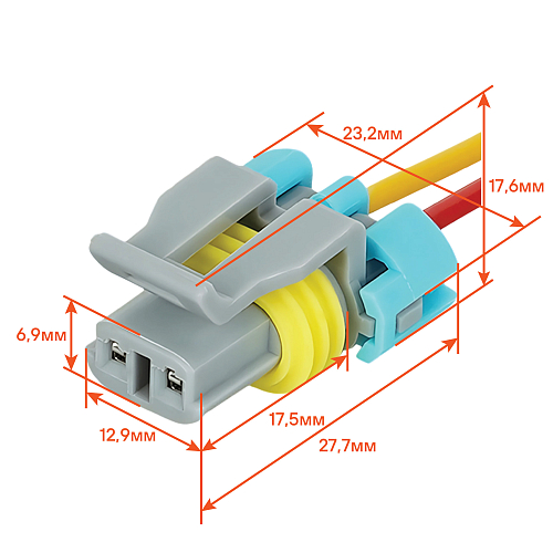 Разъём 2 pin с проводами для датчика пол. коленвала, компрессора кондиц. Лада