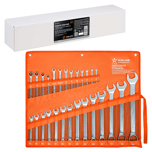 Набор ключей универсальный PRO 27пр. (комб. 6-36мм, комб. с трещоткой 8,10,12,13мм, разрезные 10x12,11x13мм) сумка