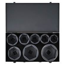 Набор головок ударных 1"DR L=90мм и L=120мм, 8пр. (50-100мм) металл.кейс