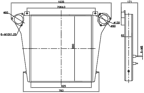 ОНВ (радиатор интеркулера) для автомобилей КАМАЗ 6520