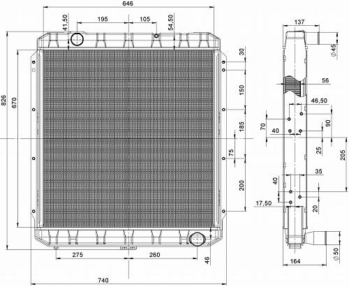 Радиатор охлаждения для автомобилей КАМАЗ 4308