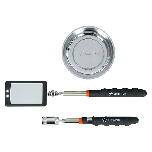 Инструмент инспекционный, набор 3пр. (захват телеск. с подсветкой 2.2кгс, зеркало телеск. с подсвет., магнит.тарелка 108мм)