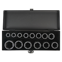 Набор головок ударных 1/2"DR L=78мм, 14пр. (10-27мм) металл.кейс.