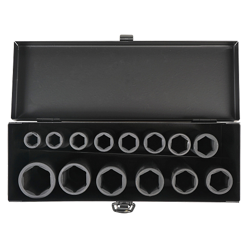 Набор головок ударных 1/2"DR L=78мм, 14пр. (10-27мм) металл.кейс.