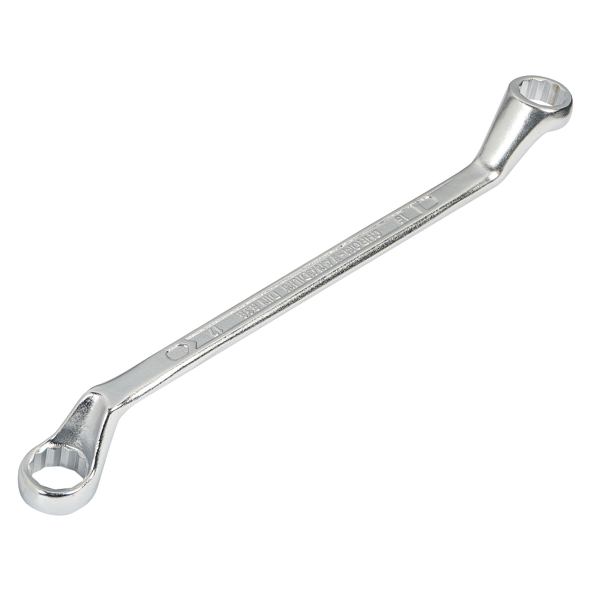 Ключ накидной с изгибом 16х17мм, пласт.подвес