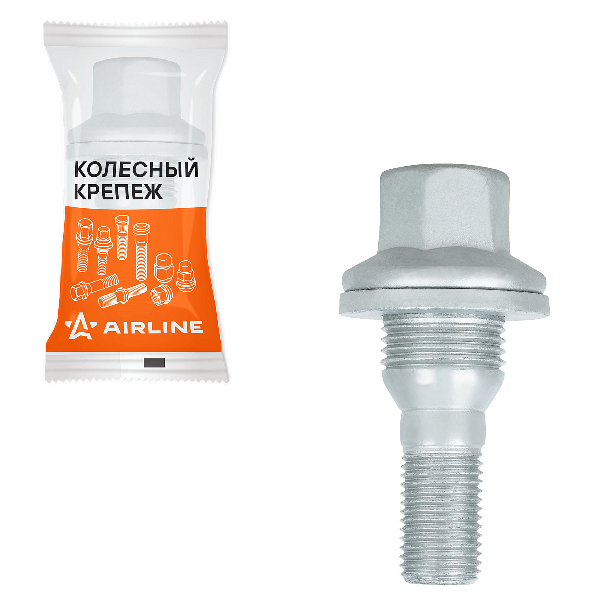 Болт колесный M12x1,25x19x58, конус с шайбой, ключ 17, дакромет, 1 шт для Peugeot/Citroen